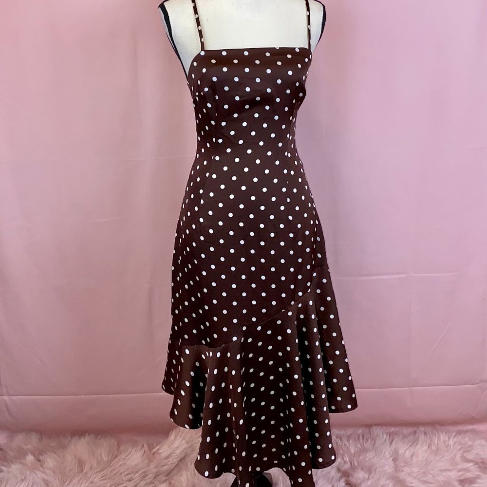 SATIN RUFFLE BOTTOM MIDI DRESS